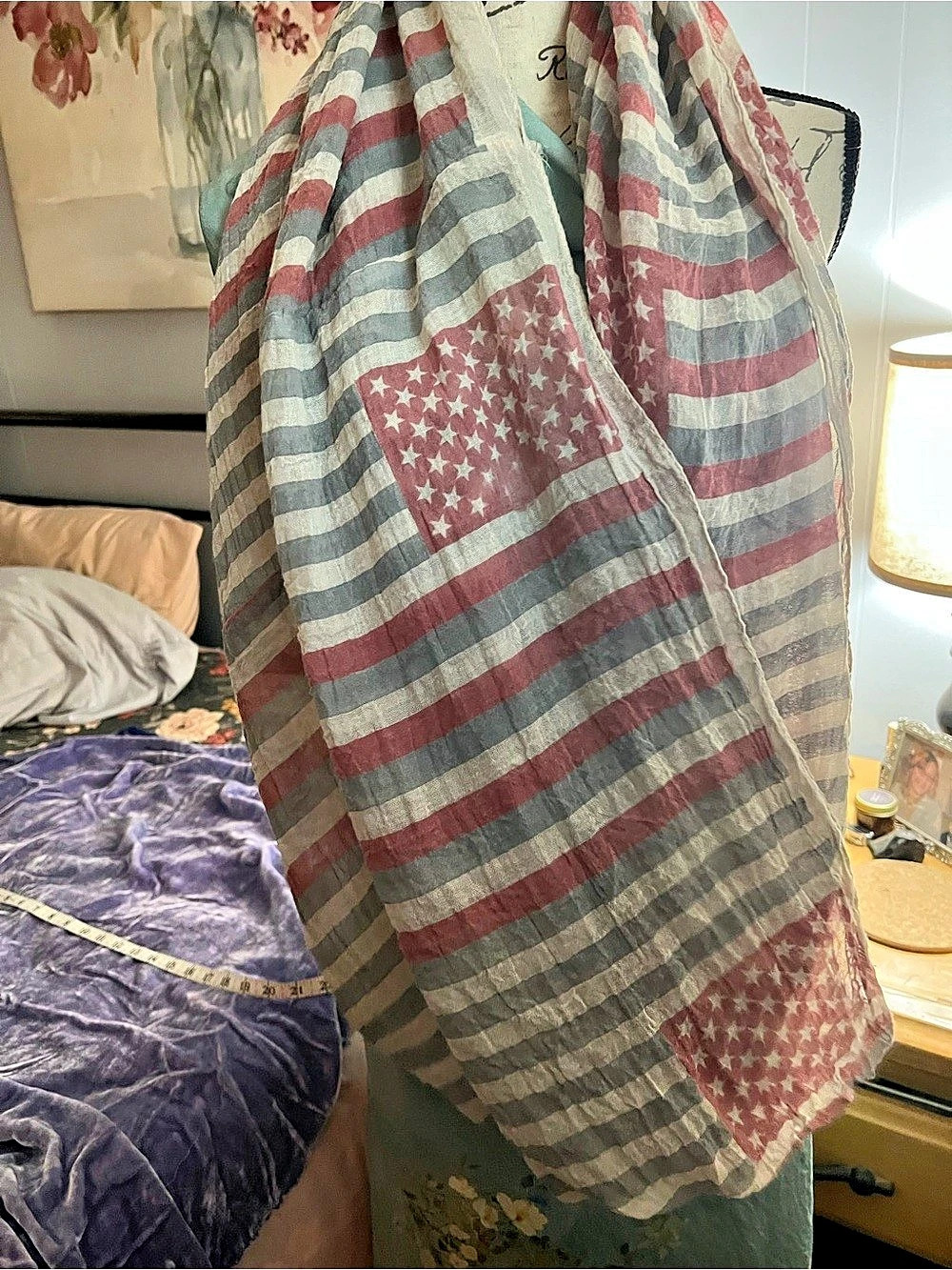 Striped Star Print Garment in Red & Gray